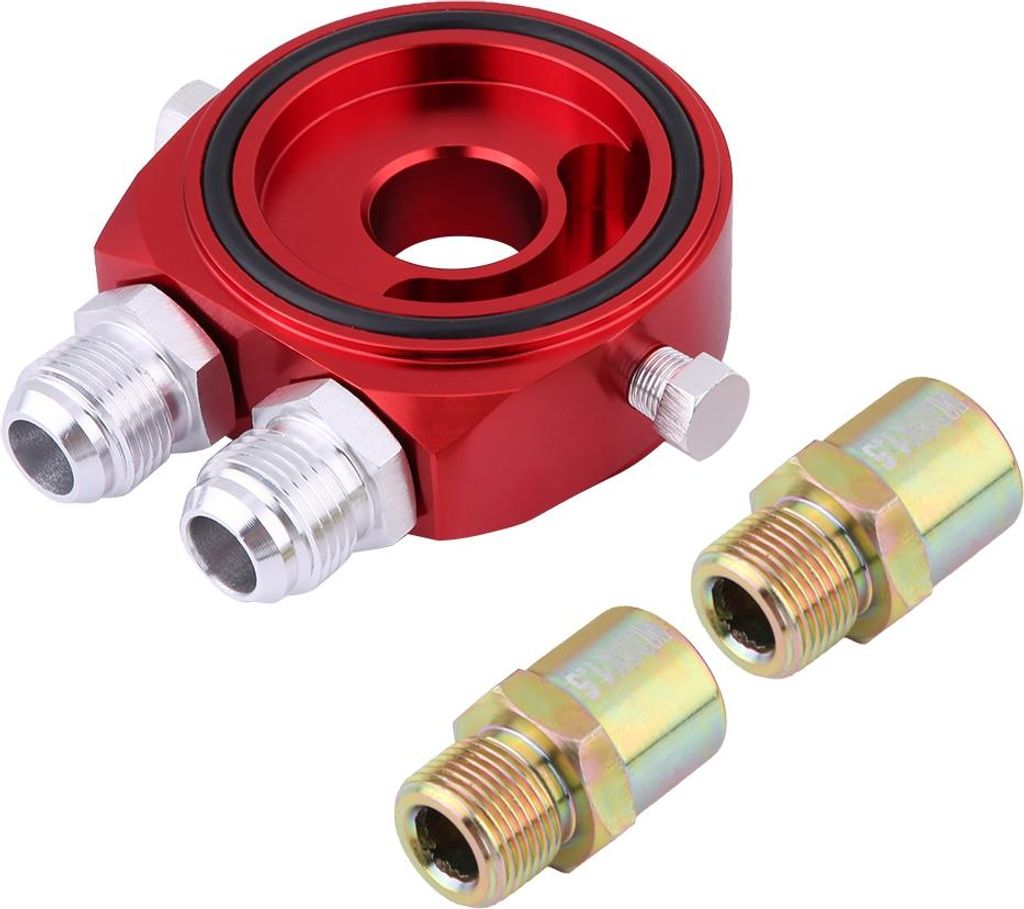 M20 x 1,5 Aluminium Ölfilterkühler -Sandwich -Plattenadapter 1/8 npt Kit rot