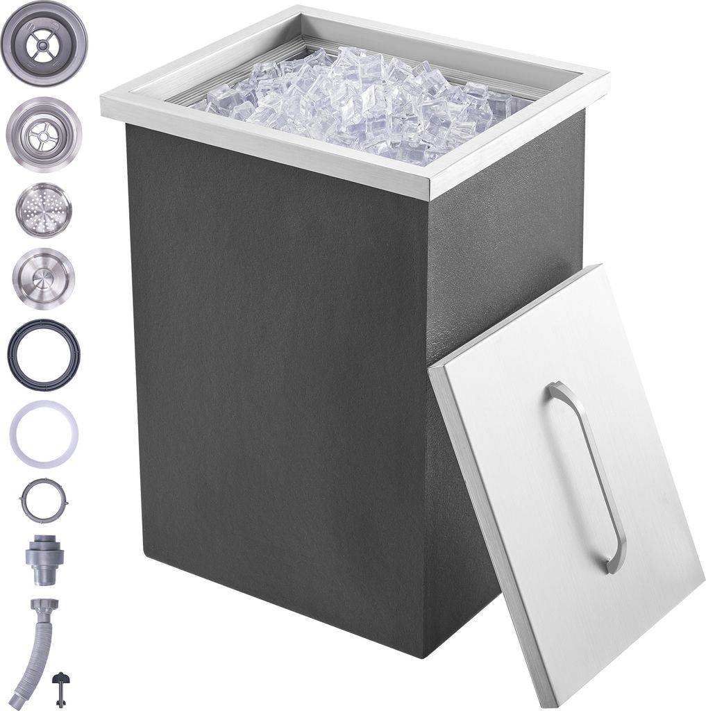 SucceBuy Drop-In Ice Chest, 14" L x 12" W x 18" H Stainless Zdjęcie produktu 