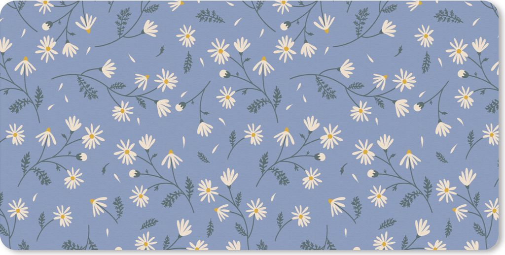 MuchoWow Mauspad Mousepad Blumen - Muster - Gänseblümchen 60x30 cm - Mousepads - Maus Mat - Pad - Mausunterlage - Nachhaltig