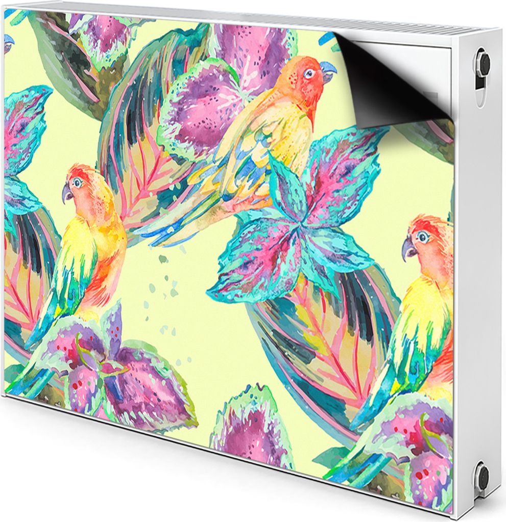 Magnet Verkleidung Abdeckung Heizkörperabdeckung Heizkörperabdeckung 90x60 cm - Bunte Papageien