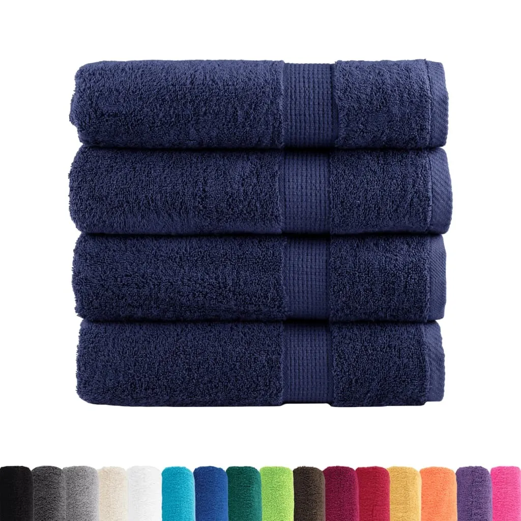 Asciugamani 100x150 cm Blu Navy vidaXL SOLUND - Set 4 Teli 600g/m²
