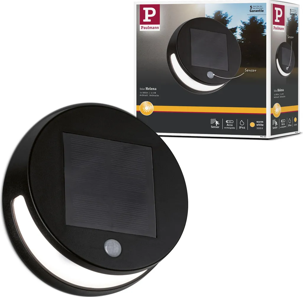Applique murale solaire LED Helena Paulmann - Luminaire extérieur noir