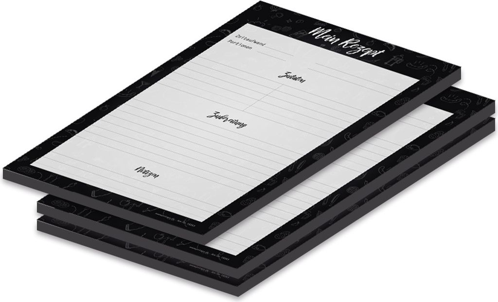 PRICARO Bloc de recettes "Doodles Black", A4, 25 feuilles, Image du produit 