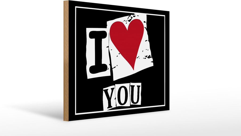 Holzschild i love you, 40 x 30 cm, Holzschilder Spruch Glück Liebe