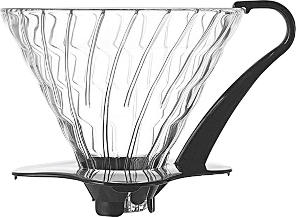 Hario VDG-03B Kaffeefilter Gr. 03 Glas / Kunststoff, für 1 - 6 Tassen Ø 13,5 cm, H 12 cm, klar/schwarz
