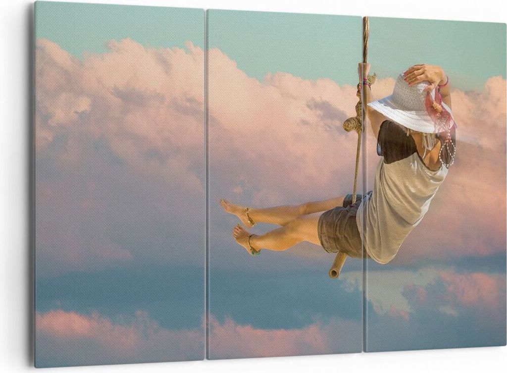 Bild auf Leinwand - Leinwandbild - 3 Teile - Schaukeln Seil Himmel - 165x110cm - Wand Bild - Wanddeko - Wandbilder - Leinwanddruck - Bilder - Wandd...