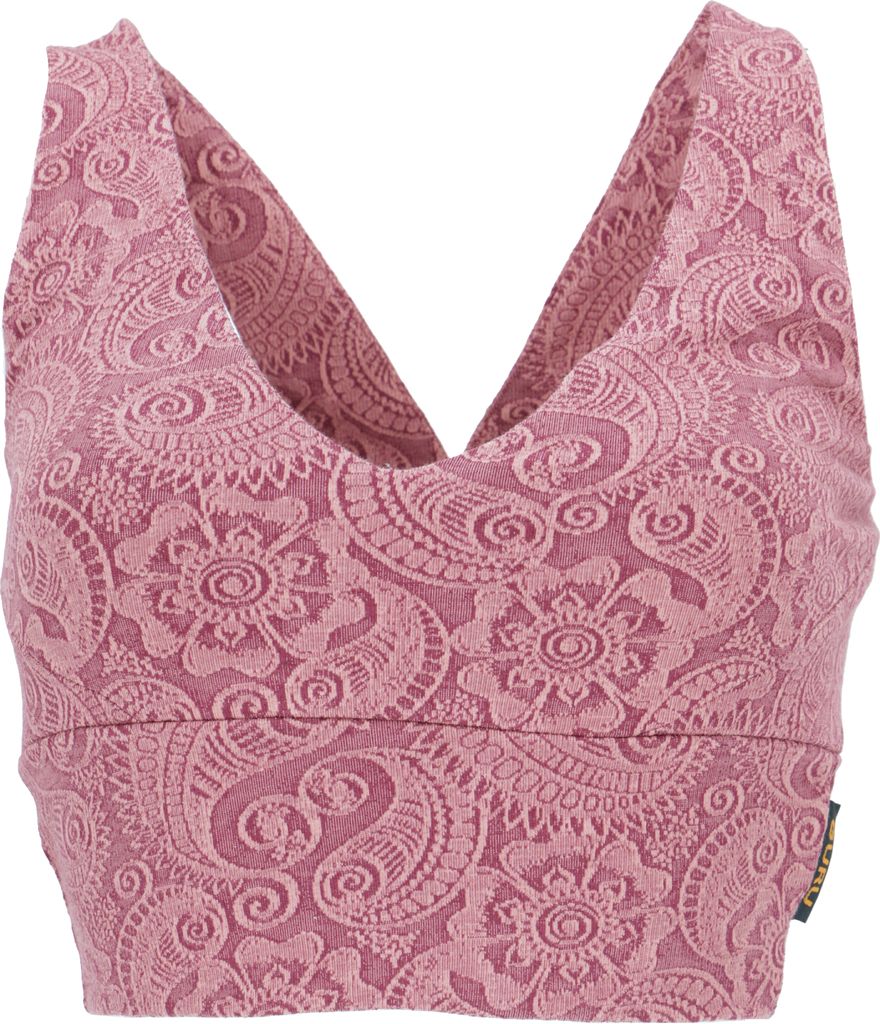 Bauchfreies Top, Bra Top, Yoga Top aus Baumwolle - Altrosa, Damen, Pink, Baumwolle(Bio),Elasthan, Größe: L