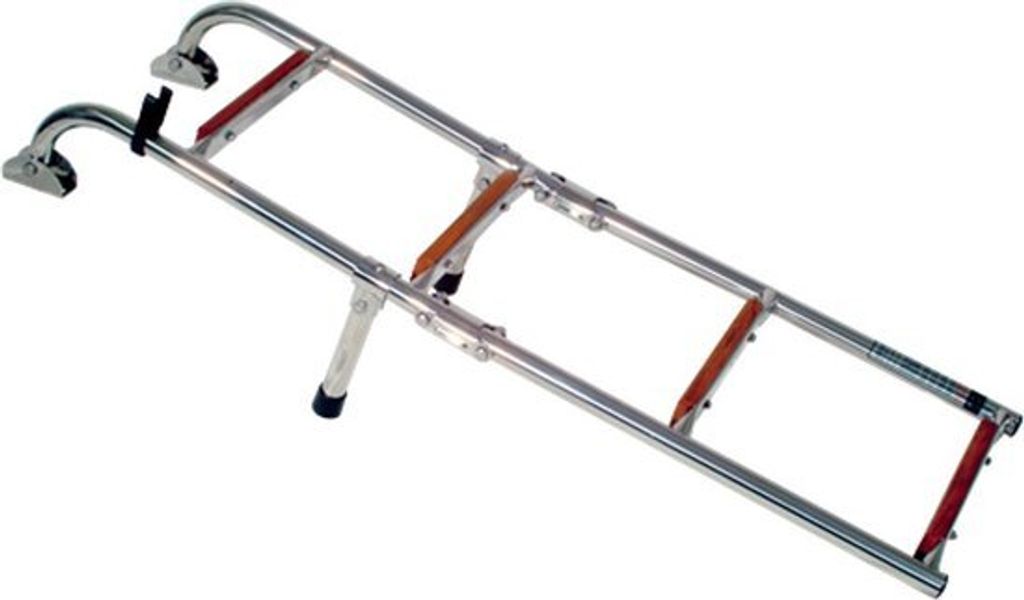 Scaletta da bagno Allpa in acciaio inox, teak, 5 gradini a Immagine del prodotto 