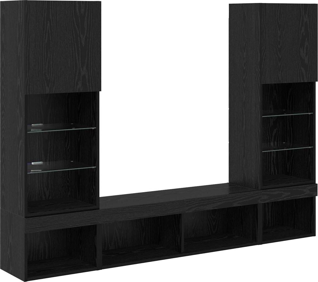 vidaXL TV Wand Einheiten mit LED mit LED 5 pcs Schwarz Eichen-Optik
