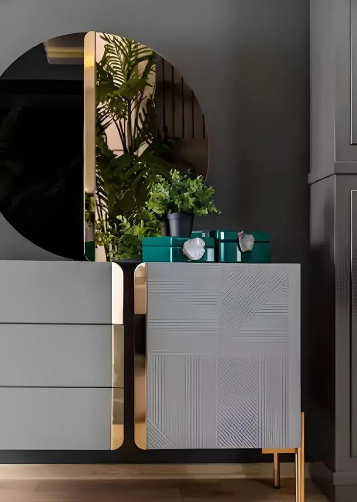 Kommode Spiegel Konsole Luxus Grau Kommoden Holz Design Set Sideboard