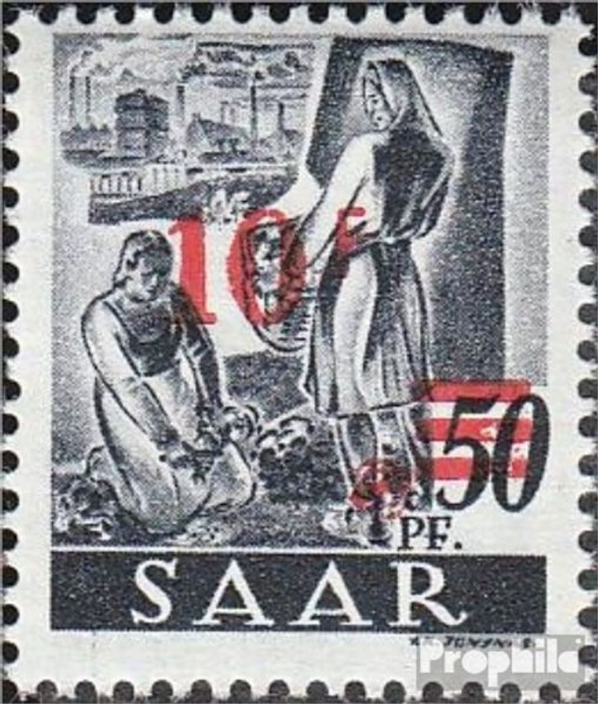 Briefmarken Saarland 1947 Mi 235II Type II, weiter Abstand zwischen 10 und F postfrisch Berufe und Ansichten