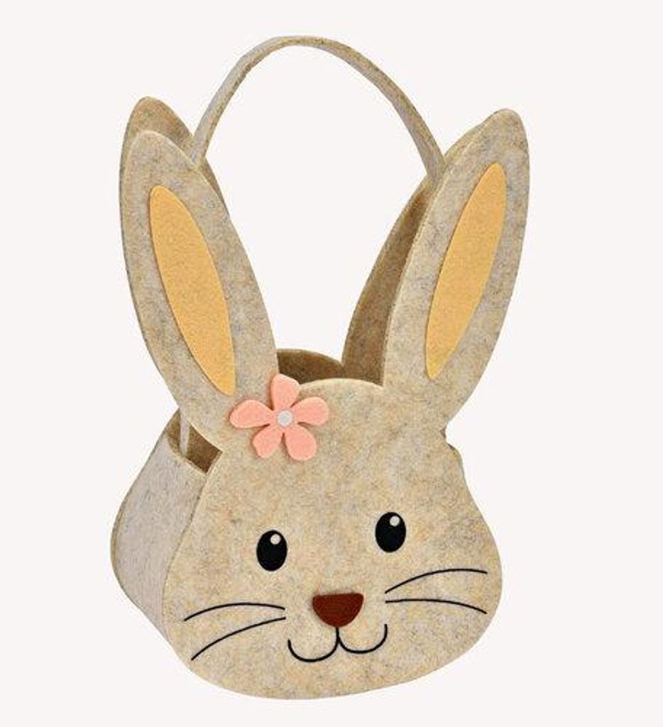 Filz Korb Hasenkopf mit Henkel aus Filz Beige