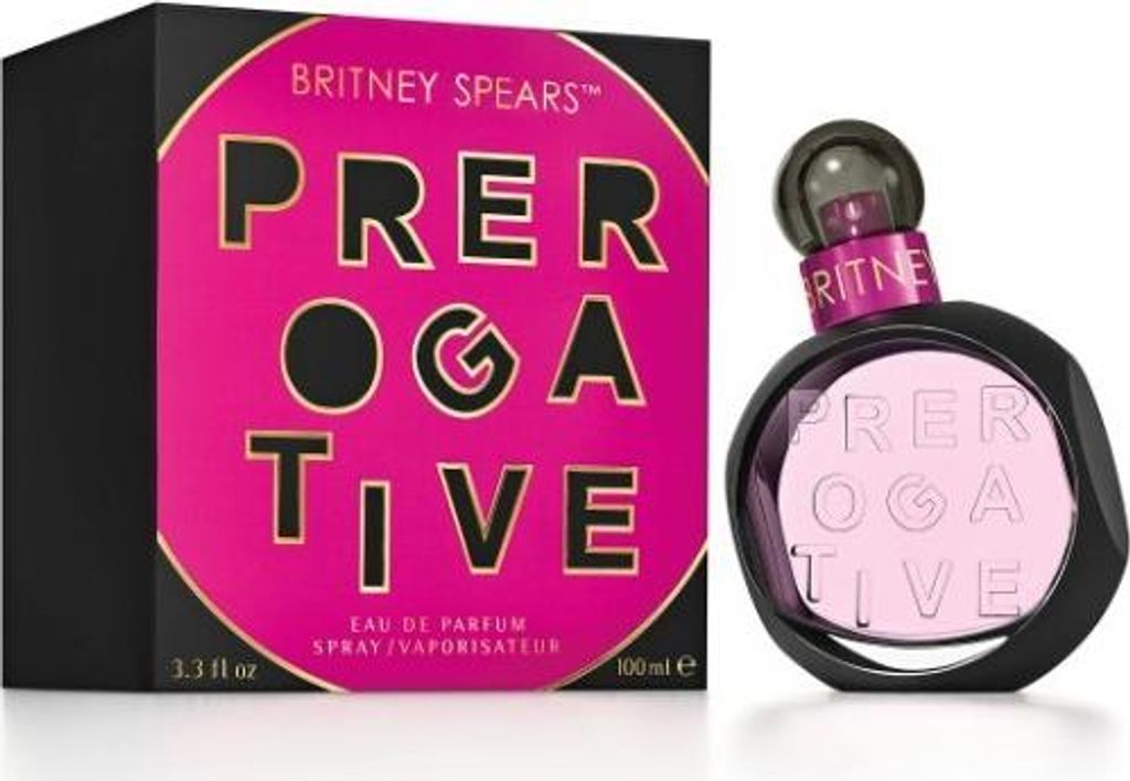A product shot of Britney Spears Prerogative Eau de Parfum and its packaging, displayed on a white background.