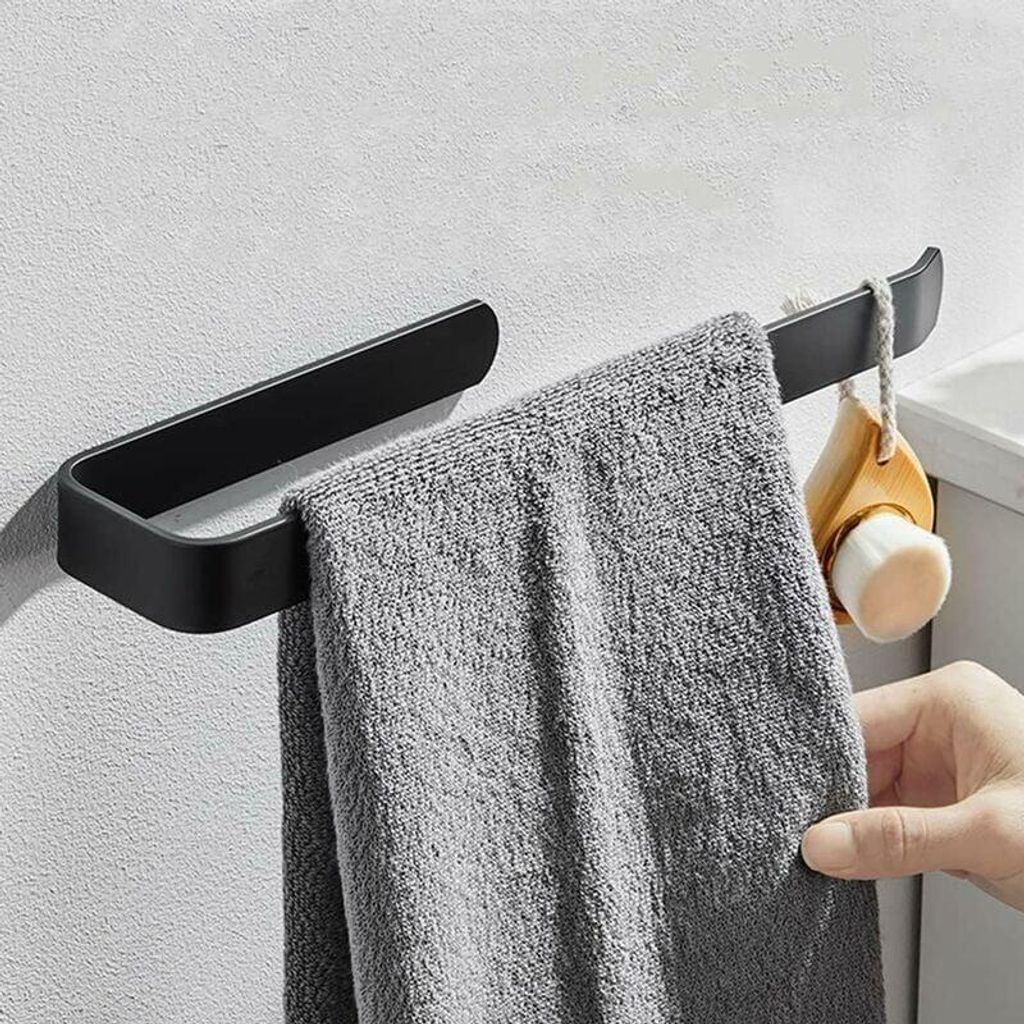 Wandmontierter Handtuchring zur Wandmontage (ohne Bohren), Handtuchaufbewahrung, Handtuchhalter für Bad, Küche und WC, Mattschwarz