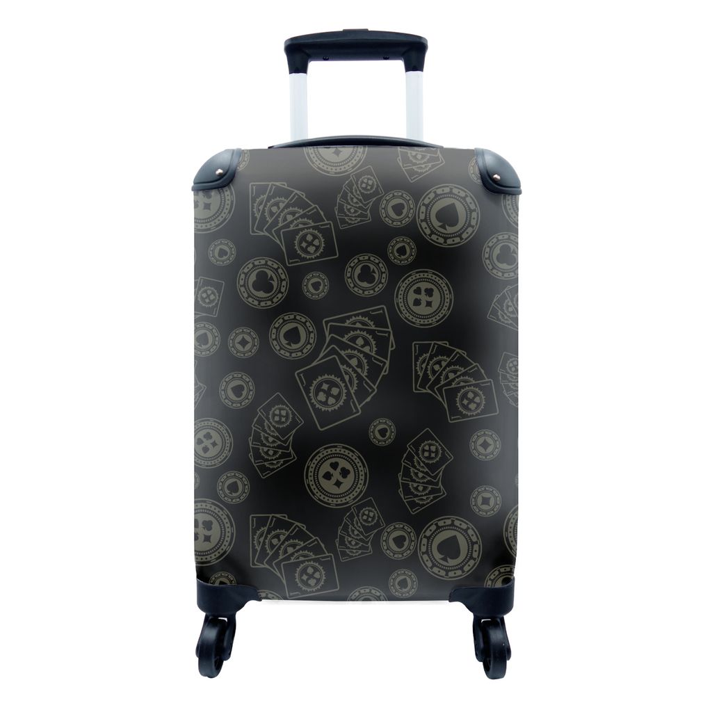 MuchoWow Koffer Handgepäck Trolley Rollkoffer Kleine Reisekoffer mit 4 Rollen - Poker - Spielkarten - Glücksspiel - Muster - Cabin Size < 55x40...