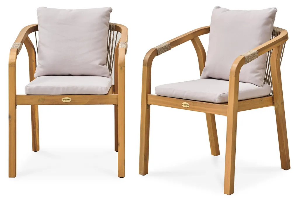 Duo de fauteuils de jardin SERENA-FT en textilène et aluminium robuste