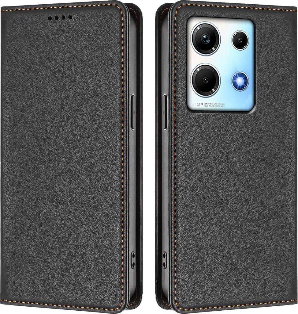 Handyhülle für Infinix Note 30 4G/Note 30 5G, Kunstleder Klapphülle Stoßfeste Magnetische Hülle mit Ständer Schwarz