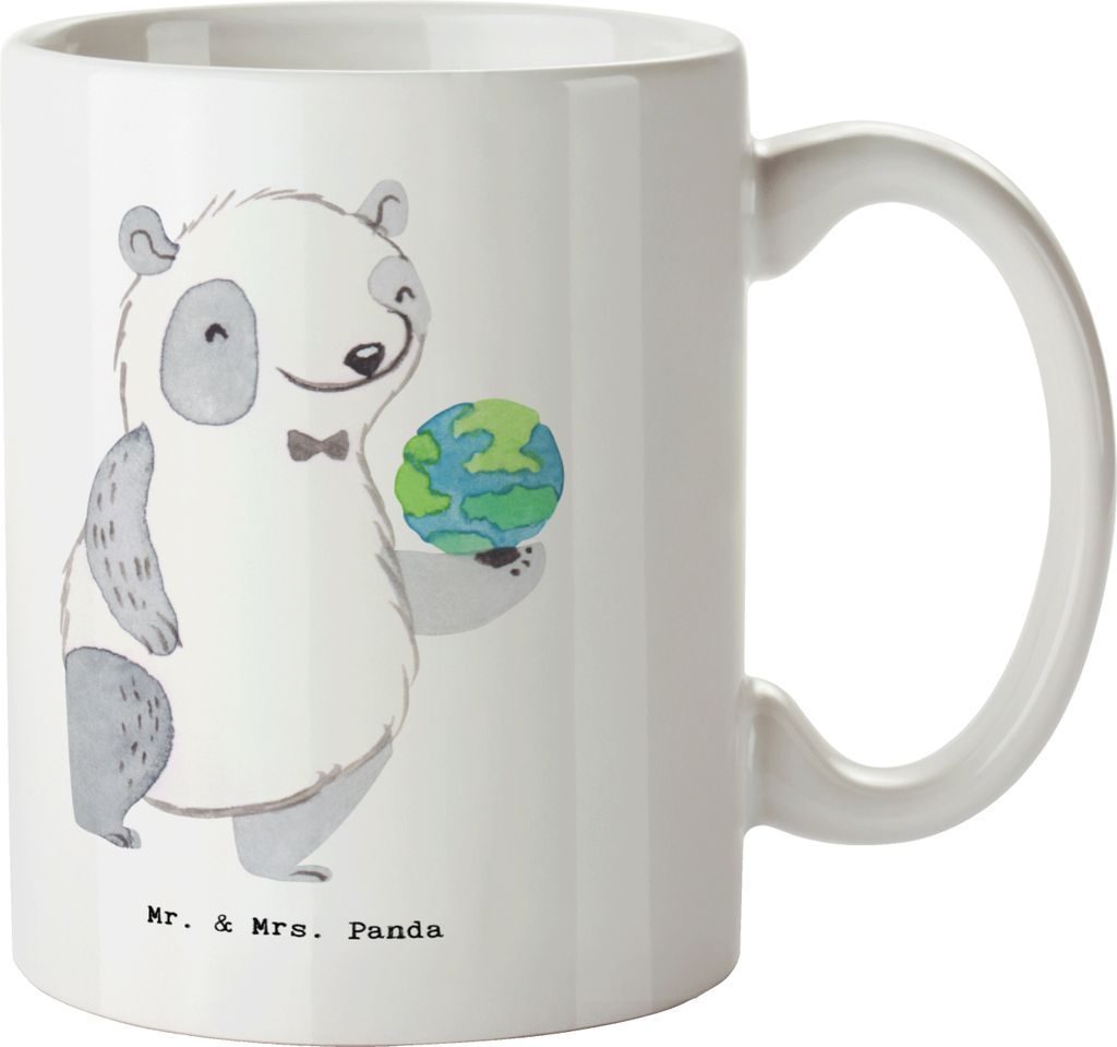 Mr. & Mrs. Panda Tasse Ozeanograf Herz - Weiß - Geschenk, Naturwissenschaftler, Studium, Meeresforscher, Becher, Meeresbiologe, Teetasse, Kaffeeta...