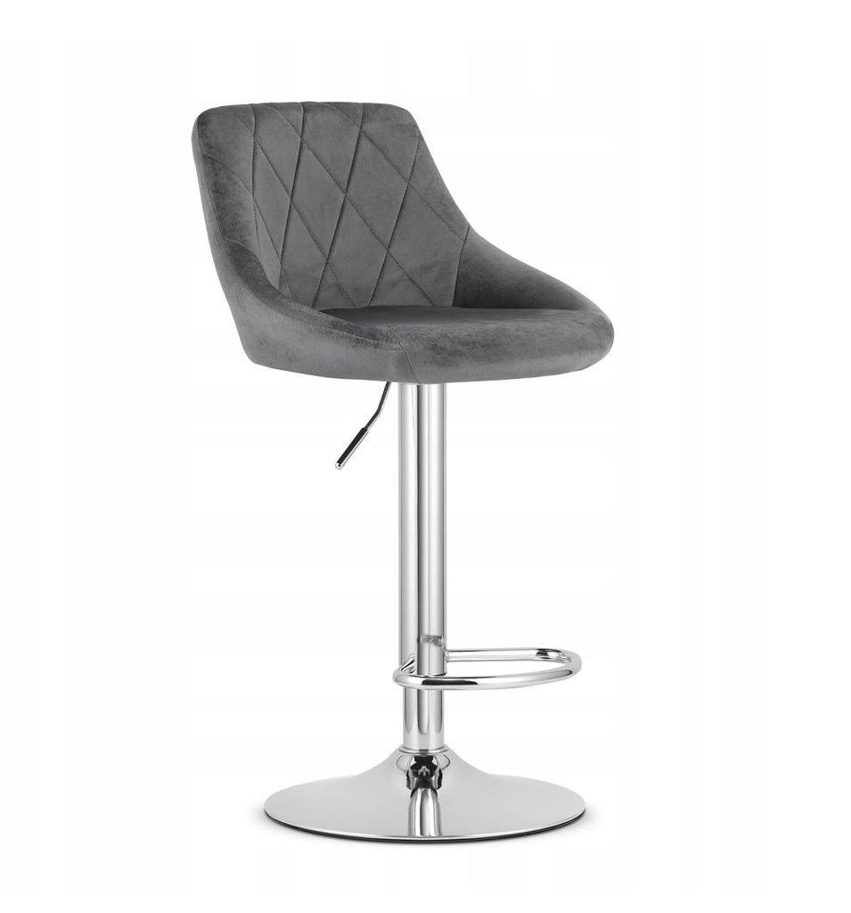 A gray bar stool on a white background.