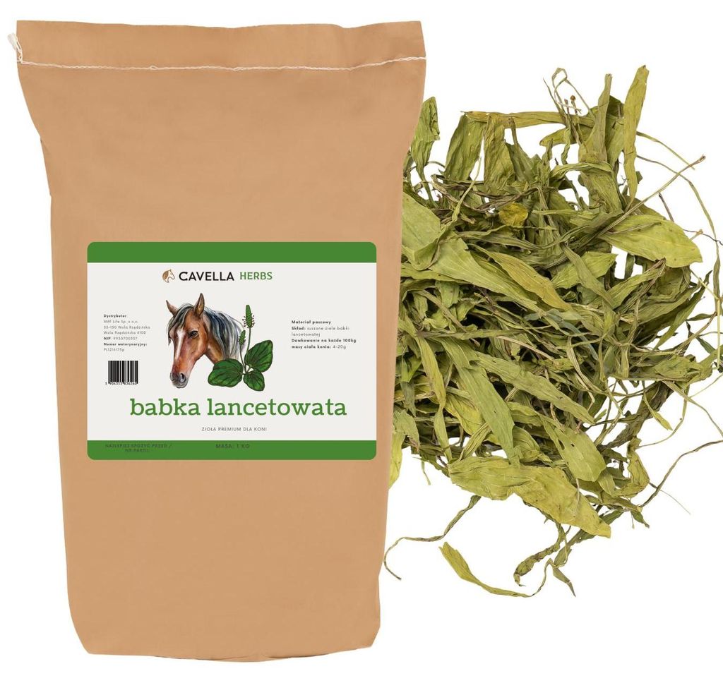 Cavella Plantago Lanceolata Ergänzungsfuttermittel Pferd, Kräuter, Magenschutz Pferd, Empfindlicher Magen Pferd, 2 Kg