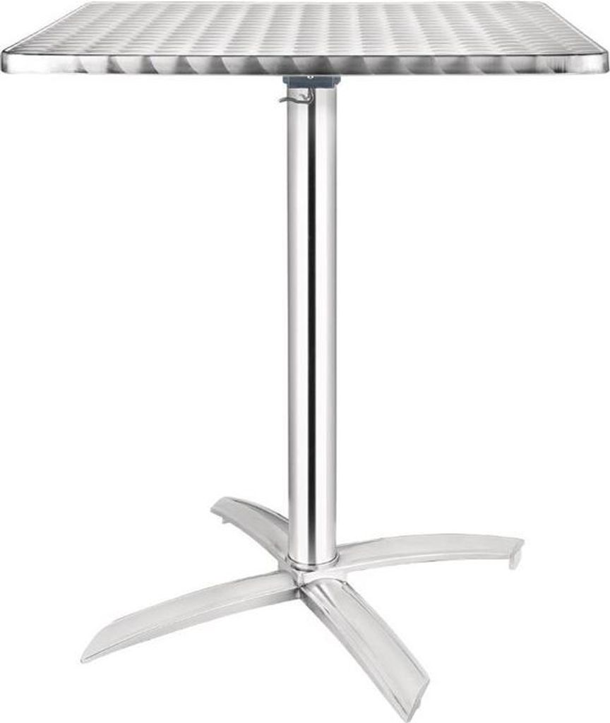 Bolero Tisch quadratisch und klappbar aus Edelstahl mit 1 Bein 600x600x720mm