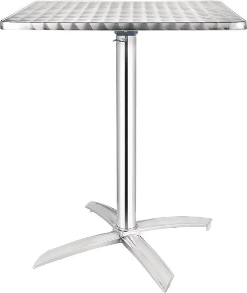 Table inox Bolero stable et pliante 60x60cm, fini le mobilier instable