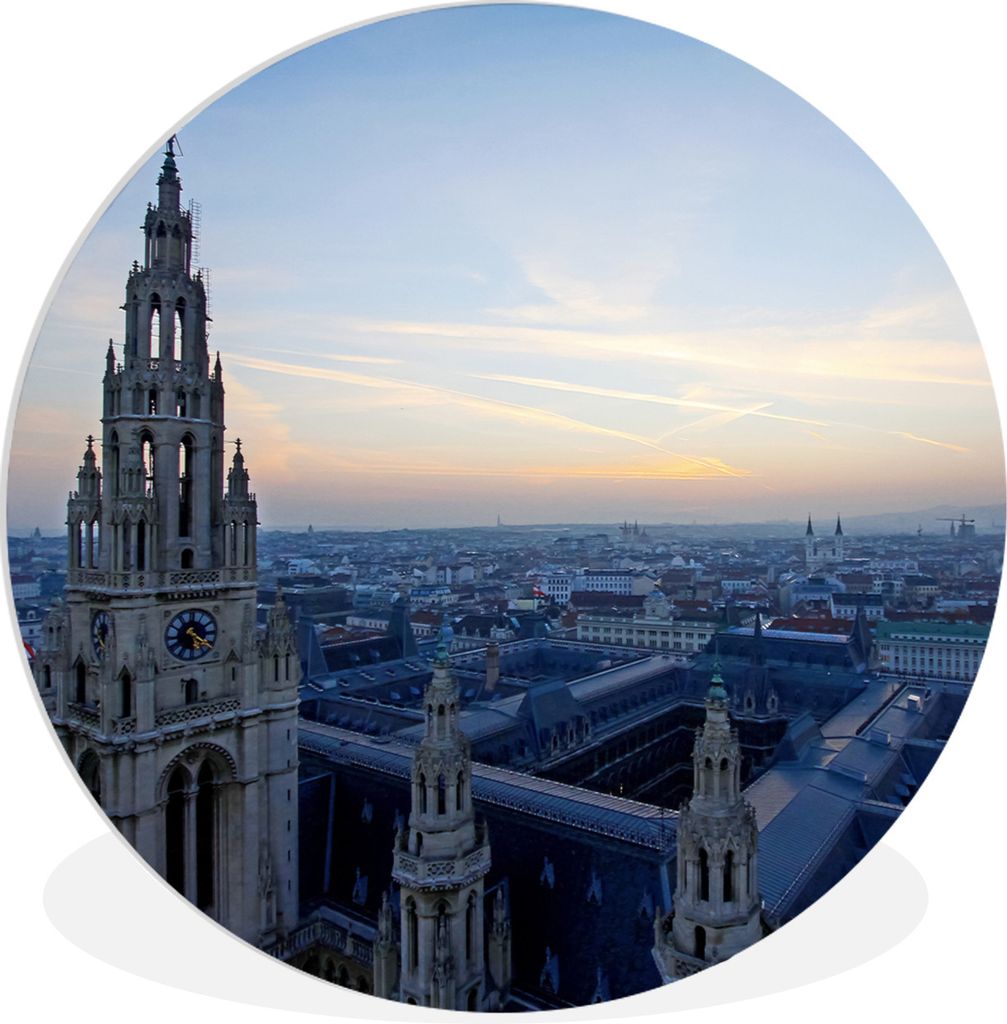 MuchoWow Rundes Wandbild - Runde Bilder Rathaus Wien Ø 30 cm Kreis Wanddekoration Kunststoff - Wandkreis - Wandschmuck - Schlafzimmer - Bilder -...