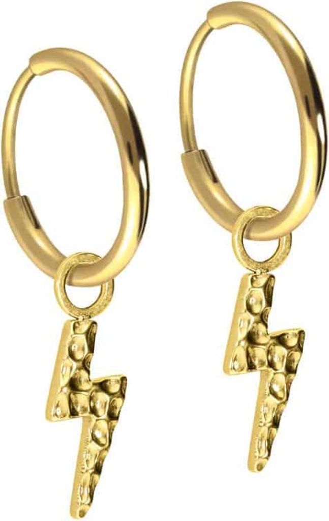 Titan Ohrclicker Creolen BLITZ + GEHÄMMERTE STRUKTUR Gold Innendurchmesser: 12mm + Designstärke: 1,6mm