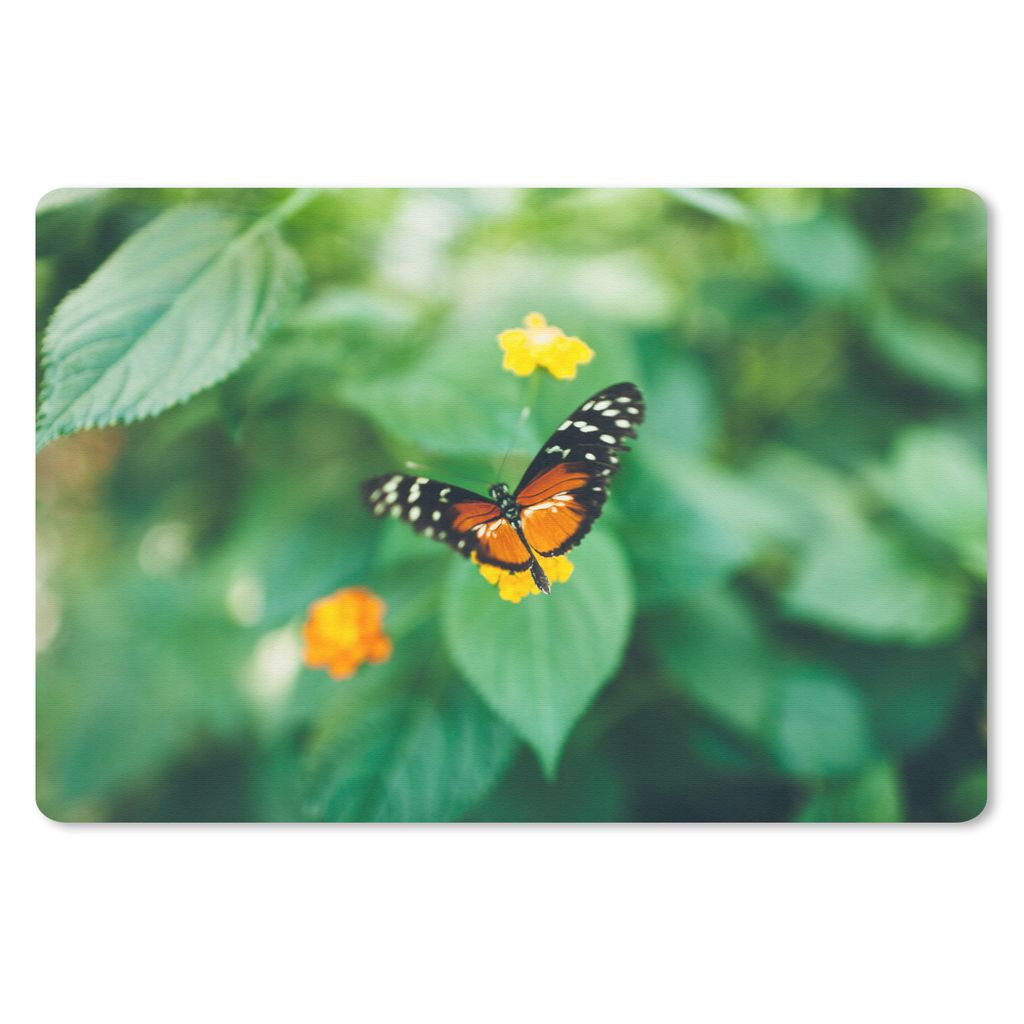 MuchoWow Mauspad Mousepad Schmetterling auf Blume 27x18 cm - Mousepads - Maus Mat - Pad - Mausunterlage - Büroartikel - Desk Matten