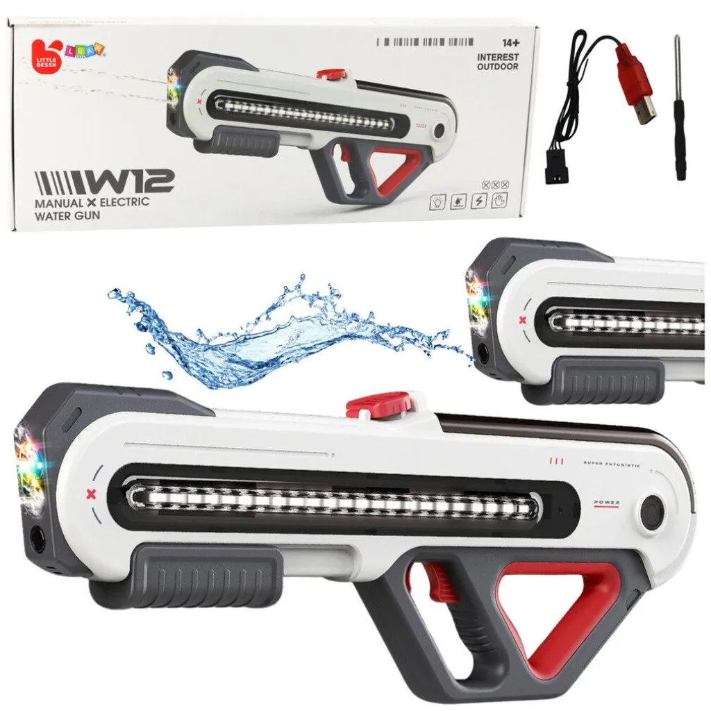 Fusil à eau électrique W12 blanc - Fini la fatigue, visez juste à 60cm