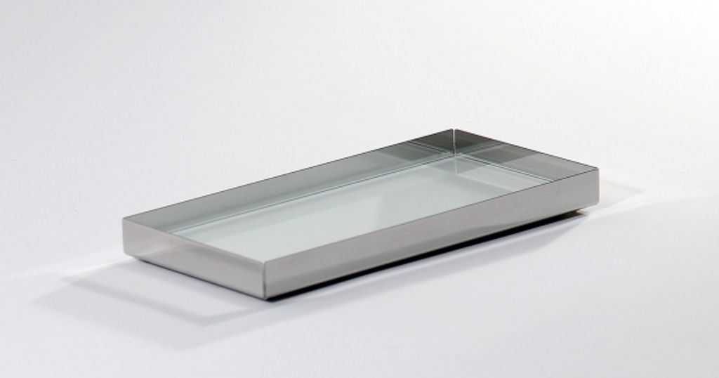 Kammschale - Edelstahl poliert und Glas weiß
