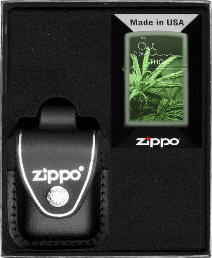 ZIPPO Feuerzeug-Set THC CANNABIS DESIGN Geschenk No3