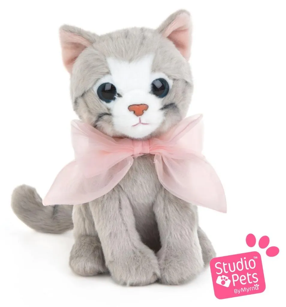 Peluche Chat Rose Bella Studio Pets 16 cm Cadeau Enfant avec Valise