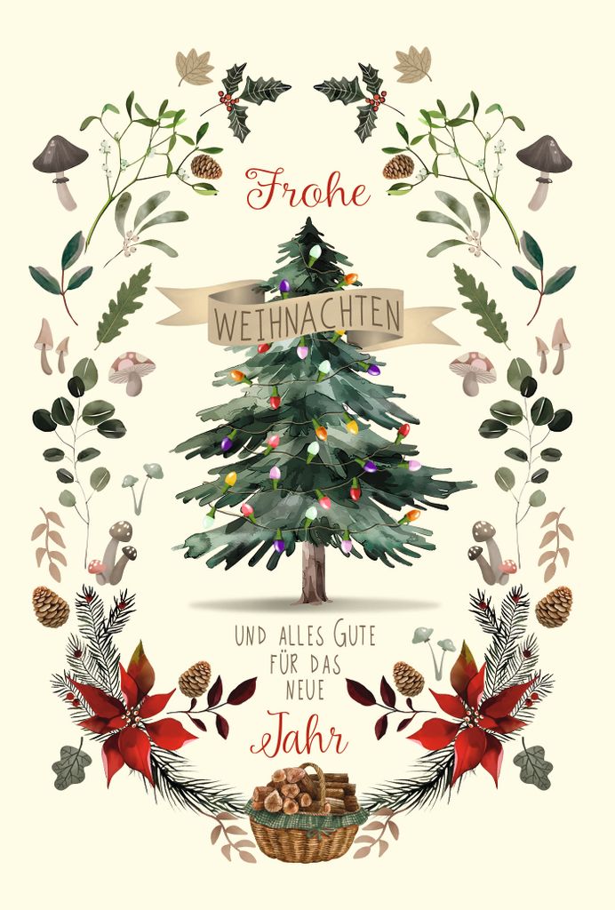 Weihnachten Weihnachtskarte mit Briefumschlag Tannenbaum Frohe Weihnachten