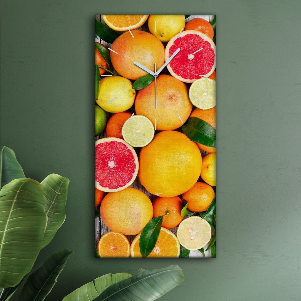 Wohnzimmer Leinwand Uhr Geräuschlos Küche 30x60 Farbige, Früchte, Motive, weiße Zeiger