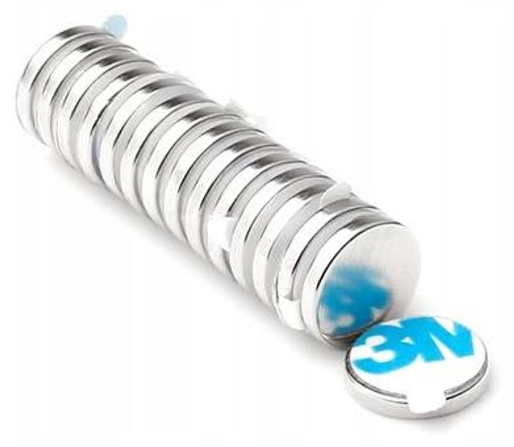 Top Magnesy – 10 Stück Neodym Magnete 15x2 mm N38 selbstklebend mit 3M Klebepad – extra starke Haftkraft, vernickelt, für Werkstatt, Modellba...