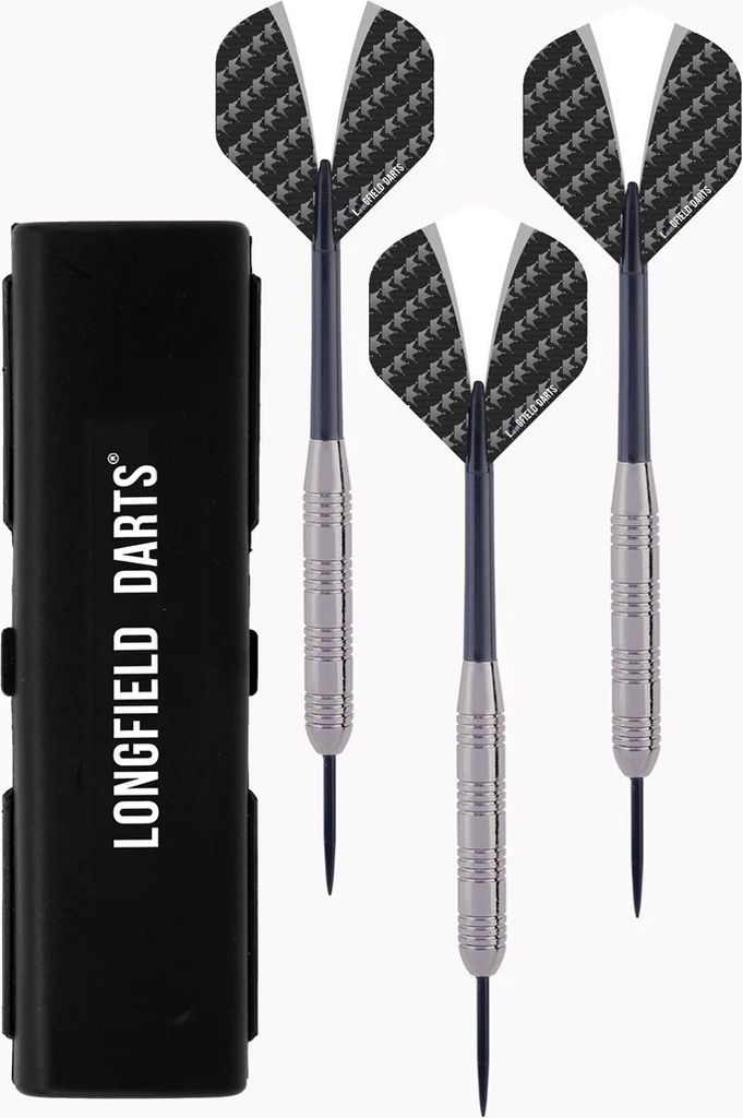 Longfield Darts Steeltip Dart Set 23 Gramm Silber/Schwarz 3 Stück