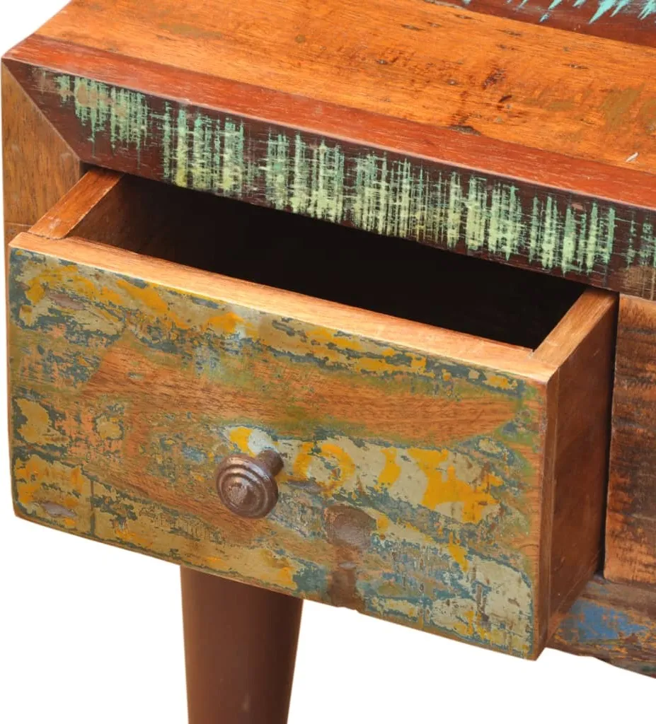 Table Basse de Salon Rectangulaire Bois de Récupération avec Rangement - 11