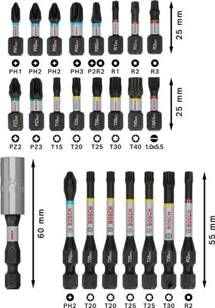 Coffret Embouts de Vissage Bosch Pro Impact Control 24 pcs 2608521U75