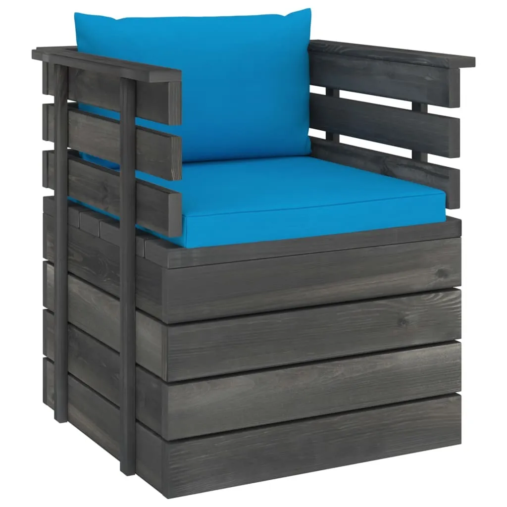 SYFAX™ Poltrona Giardino Pino Naturale con Cuscini - Essenza Relax