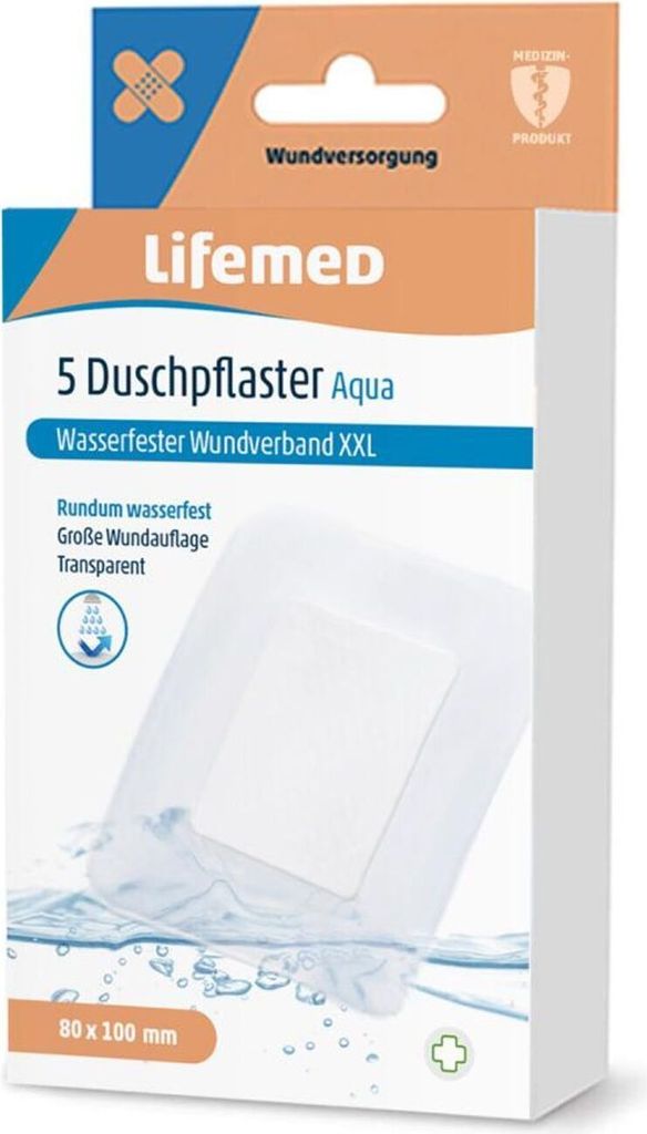 Lifemed Pansement de douche "Aqua XXL" transparent 5 pièces Image du produit 