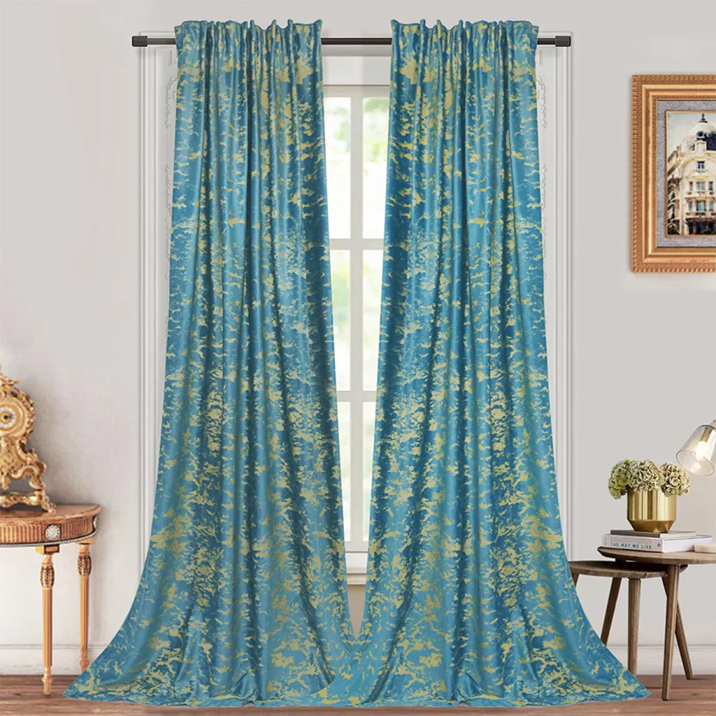 Offerta 2 Tende Oscuranti Velluto Turchese 132x225cm - Qualità Hotel
