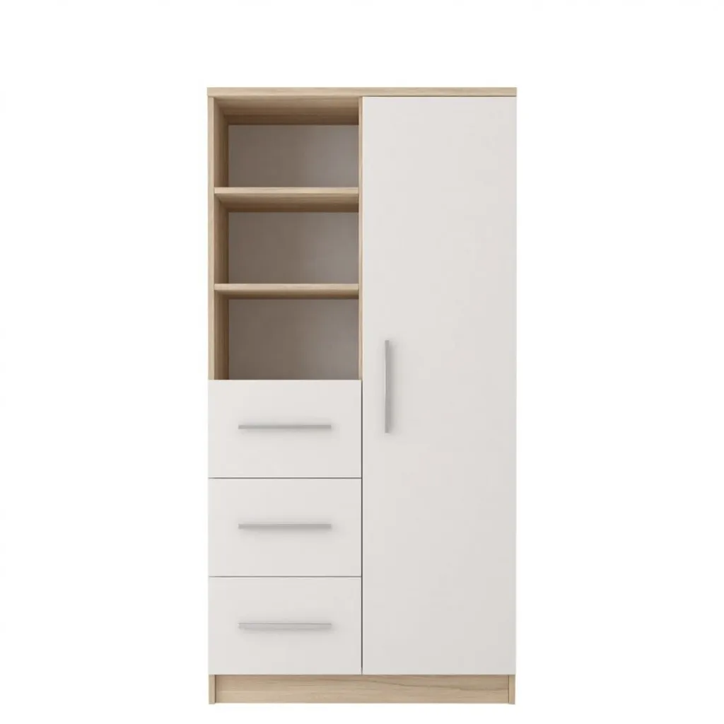 Étagère à tiroirs OLEG coloris chêne Sonoma et blanc pour le bureau