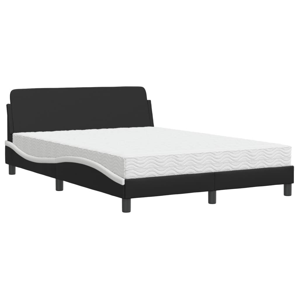 Bett mit Matratze "Dover" Schwarz und Weiß 140x190 cm Kunstleder