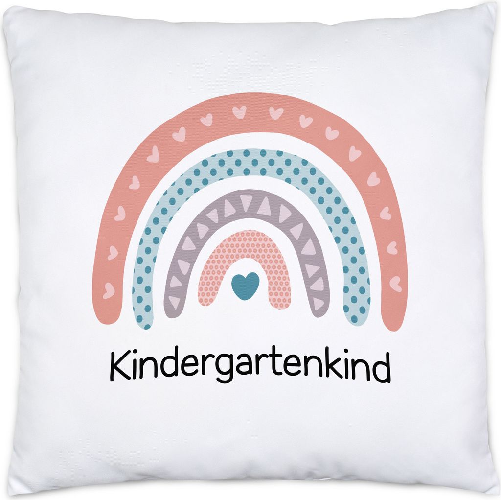 Kindergartenkind Kissen Inkl. Füllung Geschenk Kindergarten Start Kita Herzen Regenbogen Mädchen Motiv