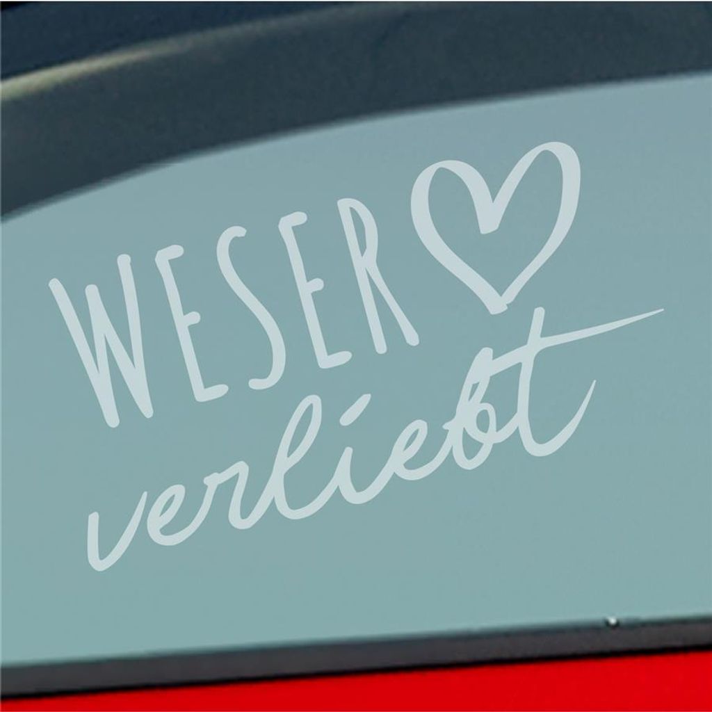 Auto Aufkleber Weser verliebt Herz Fluss Wasser Water Liebe Car 19x10 cm Milchglas Sticker Heckscheibenaufkleber