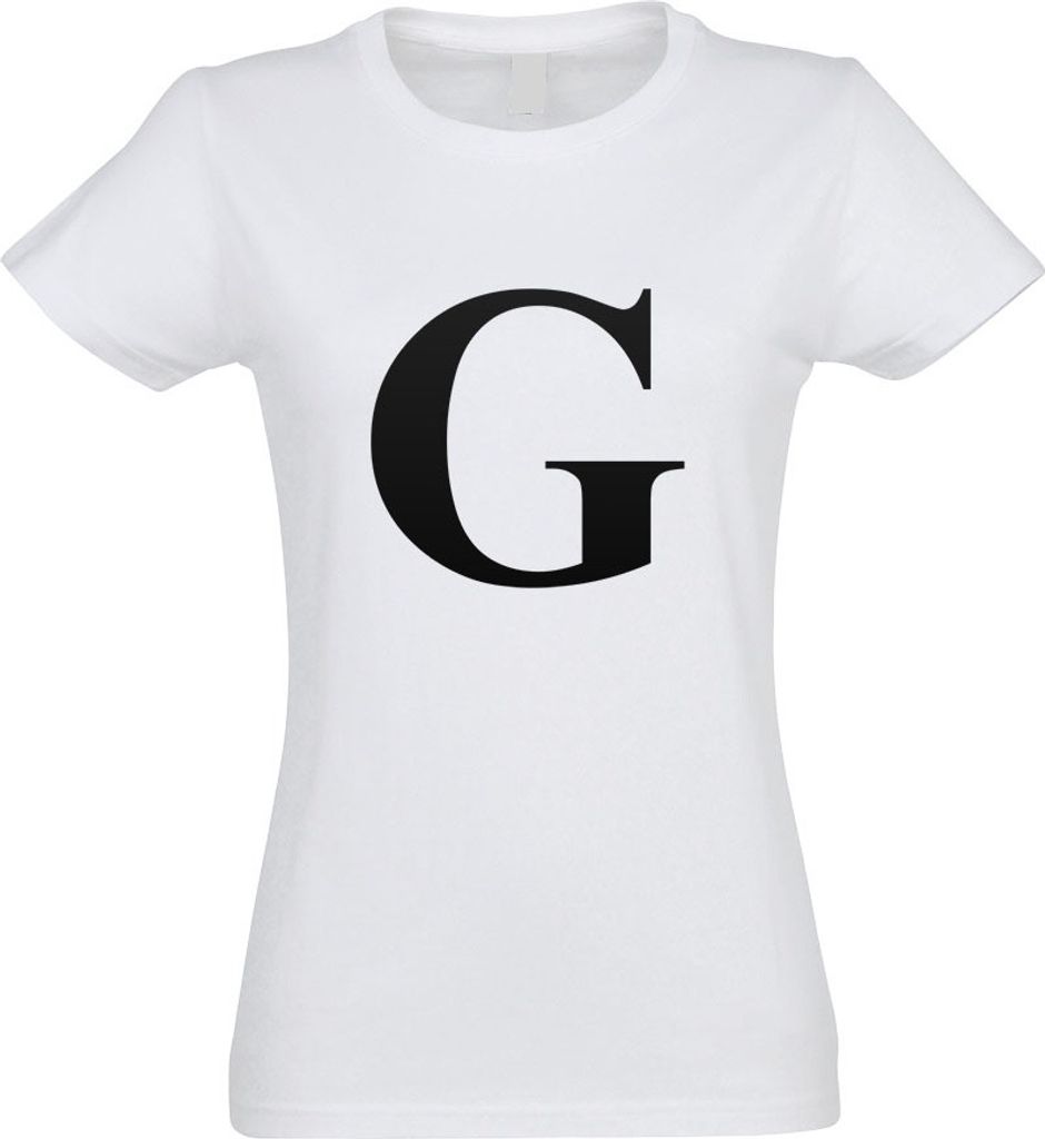 Kiwistar - T-Shirt tailliert - Damen - Weiss - Buchstabe G - Alphabet - mit Motiv Bedruckt - Funshirt Design - Sport - Freizeit - Damen - M
