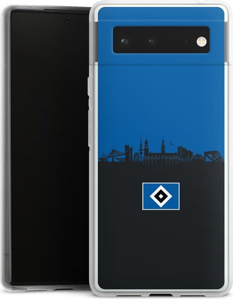 DeinDesign Handyhülle für Google Pixel 6 Silikon Hülle Case Smartphone Schutzhülle HSV Hamburg Skyline