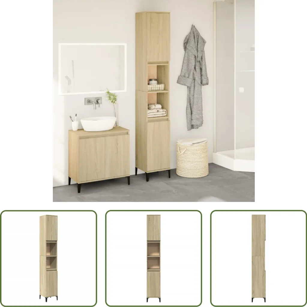 Colonna Bagno Alta 190 cm Rovere Sonoma - Stile e Praticità 30x30