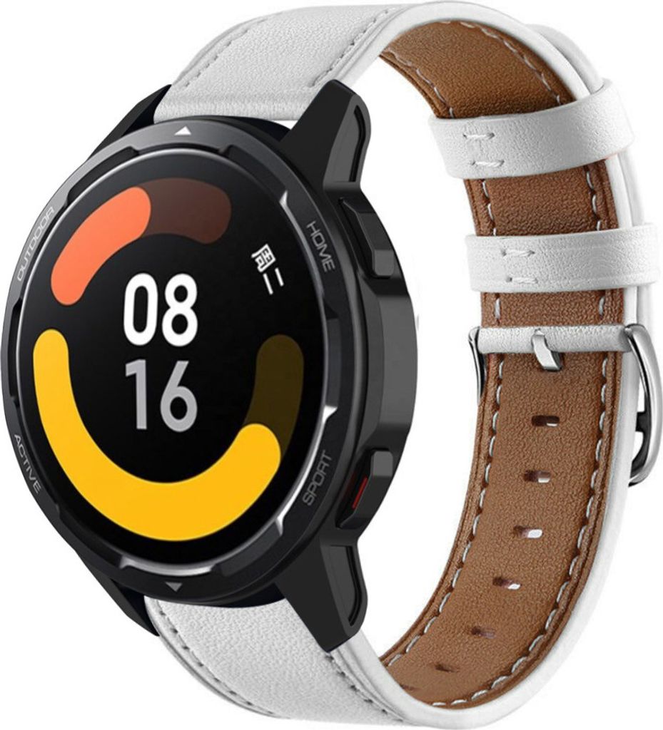 Strap-it Xiaomi Watch S1 Armband Leder (Weiß)